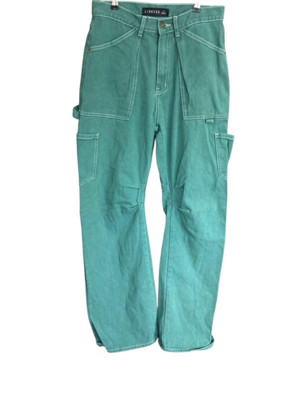 Lioness Miami Vice Sage-Green Cargo Jeans High-Rise Wide Leg Baggy Fit Pants - Picture 15 of 16